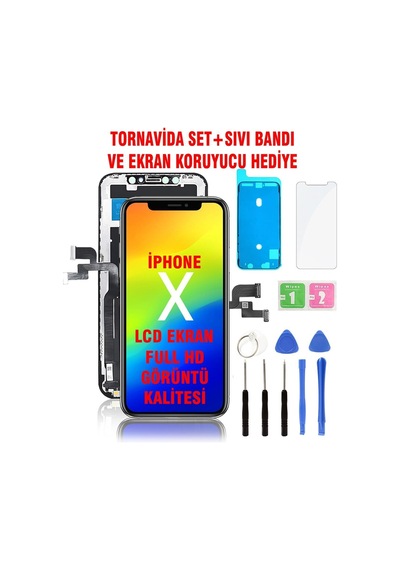 Apple iPhone Uyumlu X Lcd Ekran Dokunmatik Sıvı Bandı Montaj Seti Ekran Koruyucu