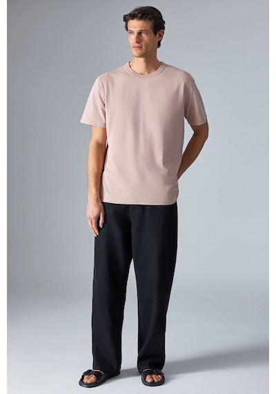Grimelange Peltz Erkek Relaxed Bisiklet Yaka Kısa Kollu Gül Kurusu T-shirt Gül Kurusu