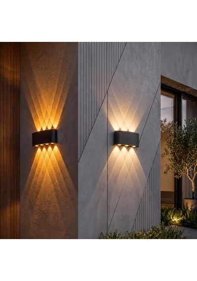 Dış Mekan Led Aplik 10 Watt Amber Cata Haiti 3'lü Aplik Ct-8011a / Bahçe, Balkon Ve Bina Cepheleri İçin Dekoratif T Çok Renkli