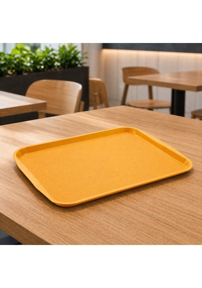 6 Adet Abs Servis Tepsisi Kaymaz Yüzeyli 27x36 Cm Sarı Renk Endüstriyel Kullanıma Uygun, Kırılmaz, Bpa Free 7 Renk Seçenekli