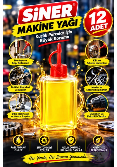 12 Adet Siner Makine Yağı 35 Cc Çok Amaçlı Yağlama Yağı Dikiş Makinesi Bisiklet Zinciri Küçük Ev Aletleri