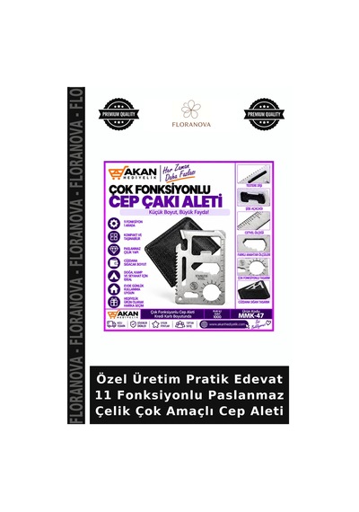 Özel Üretim Pratik Edevat 11 Fonksiyonlu Paslanmaz Çelik Çok Amaçlı Cep Aleti