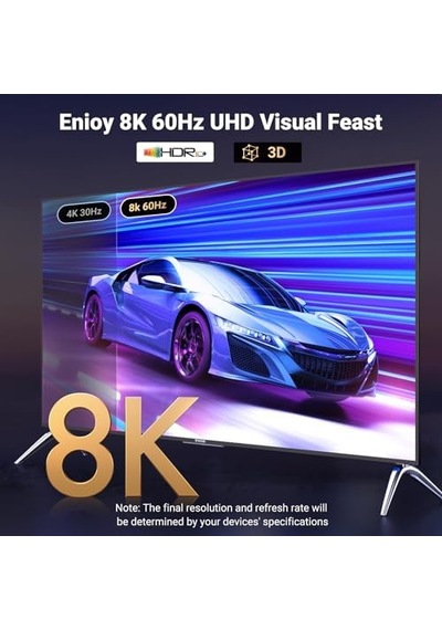 8k 60hz Displayport 1.4 To Hdmı 2.1 Örgülü Kablo, 2m, 80397