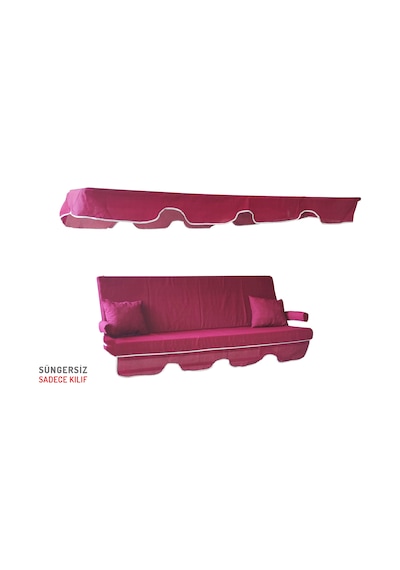Viphomeconcept 3 Kişilik Süngersiz Bahçe Salıncak Minderi Kılıfı Bordo Renk Bordo