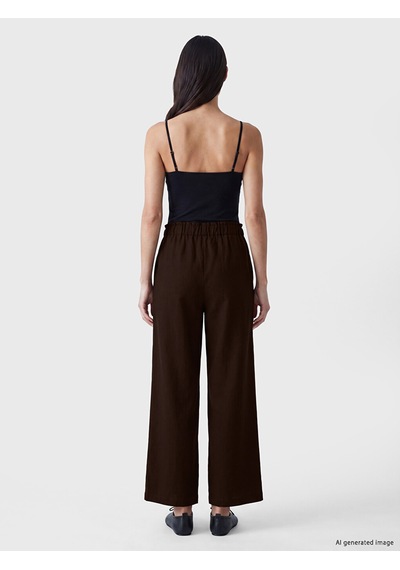 Lcwaıkıkı Classic Bordo Beli Lastikli Geniş Paça Kadın Pantolon