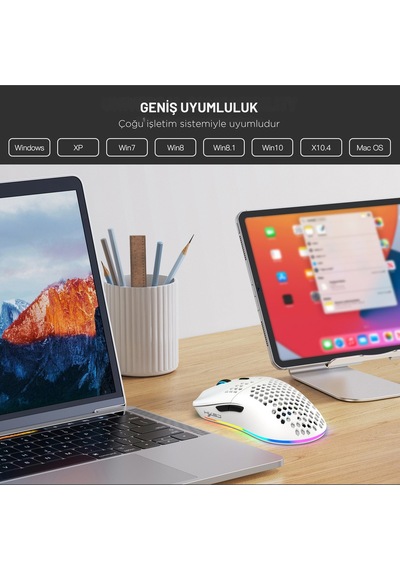 T66 Kablosuz 3 Modlu Mouse-650 Mah Batarya - 12000 Fps - 20g - Rgb Aydınlatma Diğer