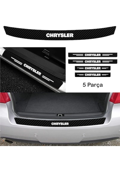 Chrysler Pacifica İçin Uyumlu Aksesuar Oto Bağaj Ve Kapı Eşiği Sticker Set Karbon Kırmızı