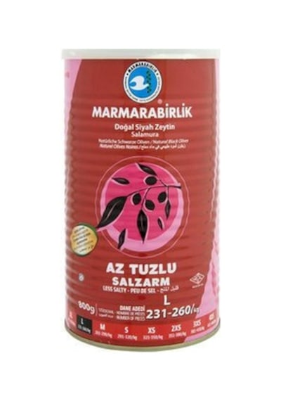 Marmarabirlik Az Tuzlu 231-260 KB L Siyah Zeytin 2 x 800 KG