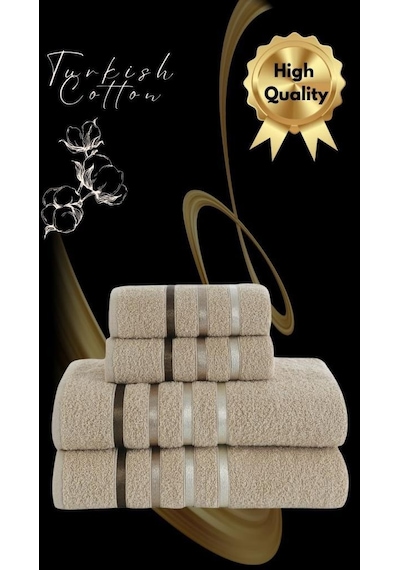 Banyo Havlu Seti 4 Lü Bale Premium - 70x140cm X2 / 50x90cm X2 Kahve