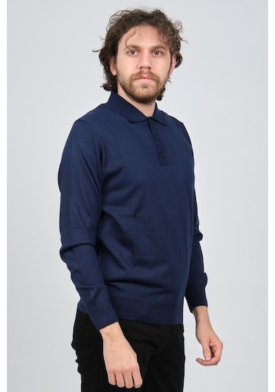 Pave Erkek Polo Yaka Yün Kazak 4538004 Saks Saks