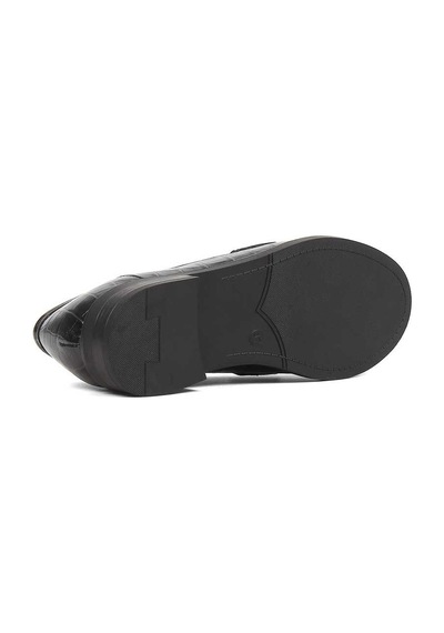 Kadın Siyah Kroko Rugan Deri Loafer
