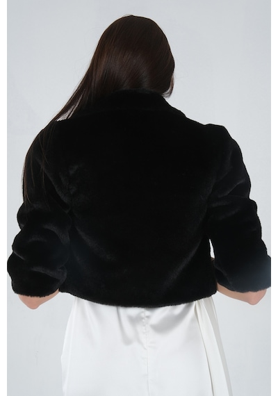 Feminist Siyah Bebe Yaka Peluş Bolero 0105134.01 Siyah