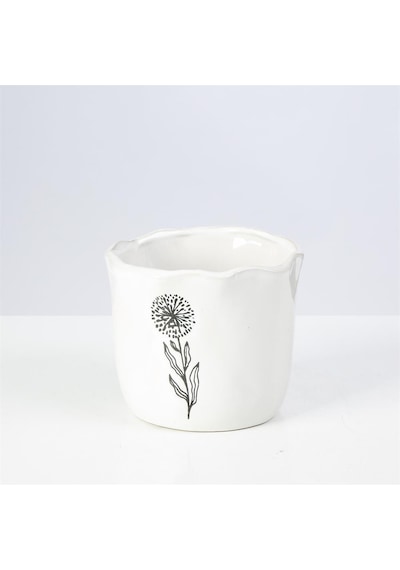 Vitale Çiçek Desenli Beyaz Vazo 13 Cm Ak.jf095004140