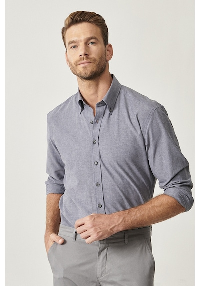 AC&Co / Altınyıldız Classics Erkek Antrasıt Slim Fit Dar Kesim Düğmeli Yaka Pamuklu Oxford Gömlek Antrasıt Antrasit AC&Co / Altınyıldız Classics Erkek Antrasıt Slim Fit Dar Kesim Düğmeli Yaka Pamuklu Oxford Gömlek Antrasıt Antrasit