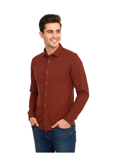 Advante Erkek Kışlık Silim Fit Kaşkorse Dokuma Gömlek Bgl-st04935 Kiremit