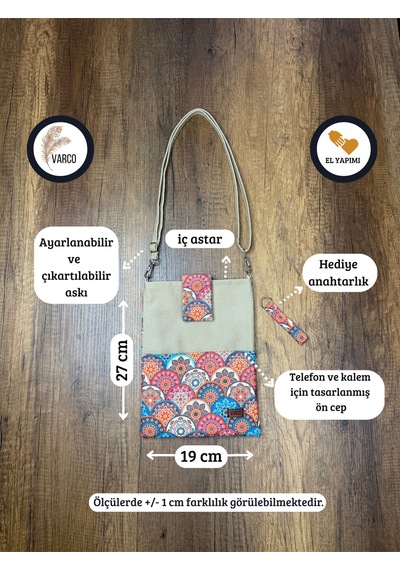 Aksesuarsepeti El Yapımı Cepli, Taşıma Askılı, Kılıf Çanta, Tablet Kılıfı, Kitap Kılıfı, Organizer Çanta, Koyukrem