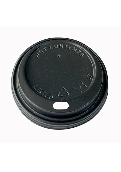 Sıcak Karton Kağıt Çay Kahve Bardak Kapağı - Emzikli Kapak - 12 Oz - Siyah - 100 Adetlik Paket