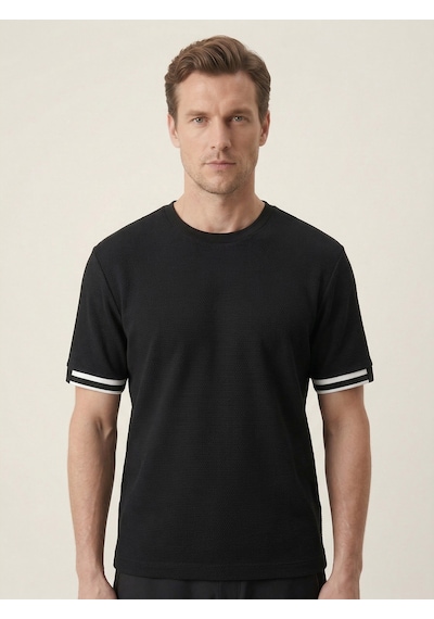 Xint Siyah Pamuk Dokulu Regular Fit Tişört 502367