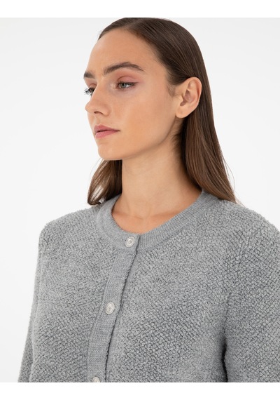 Pierre Cardin Kadın Gri Melanj Hırka Triko 50290546-vr086 Gri Melanj