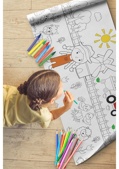 Melolisa Çiftlik Temalı Bebek, Kreş Ve Çocuk Aktivite Ve Boyama Rulosu - Kids Coloring Roll