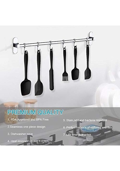 Silikon Mutfak Yardımcısı, 6 Adet Silikon Spatula, Çorba Kaşığı, Fırın Fırçası, Spatula, Isıya Dayanıkl Çok Renkli