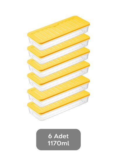 Meleni Home Buzdolabı Mikrodalga Saklama Kabı Sarı 6'lı 6 x 1170 ML Sarı
