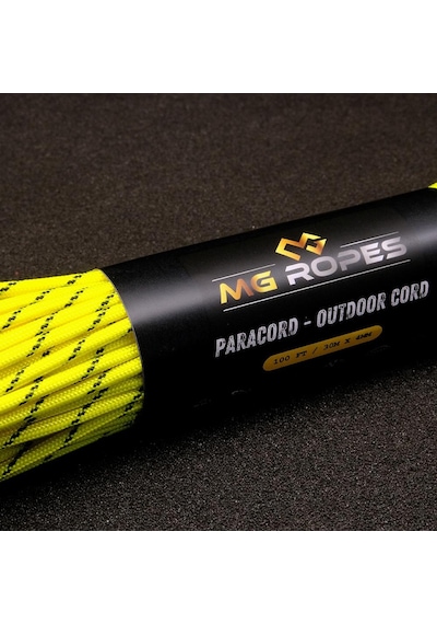 Mg Ropes Polyester Paracord İp 4 Mm Neon Sarı Desen 30 Metre Sarı