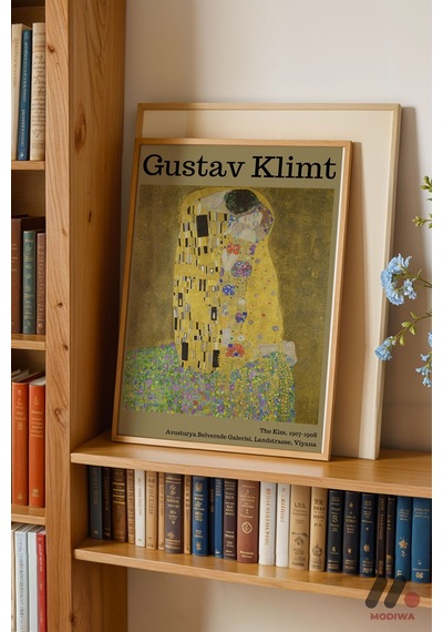 Gustav Klimt Öpücük, Ahşap Çerçeveli Duvar Tablosu - Sanatsever Hediyesi