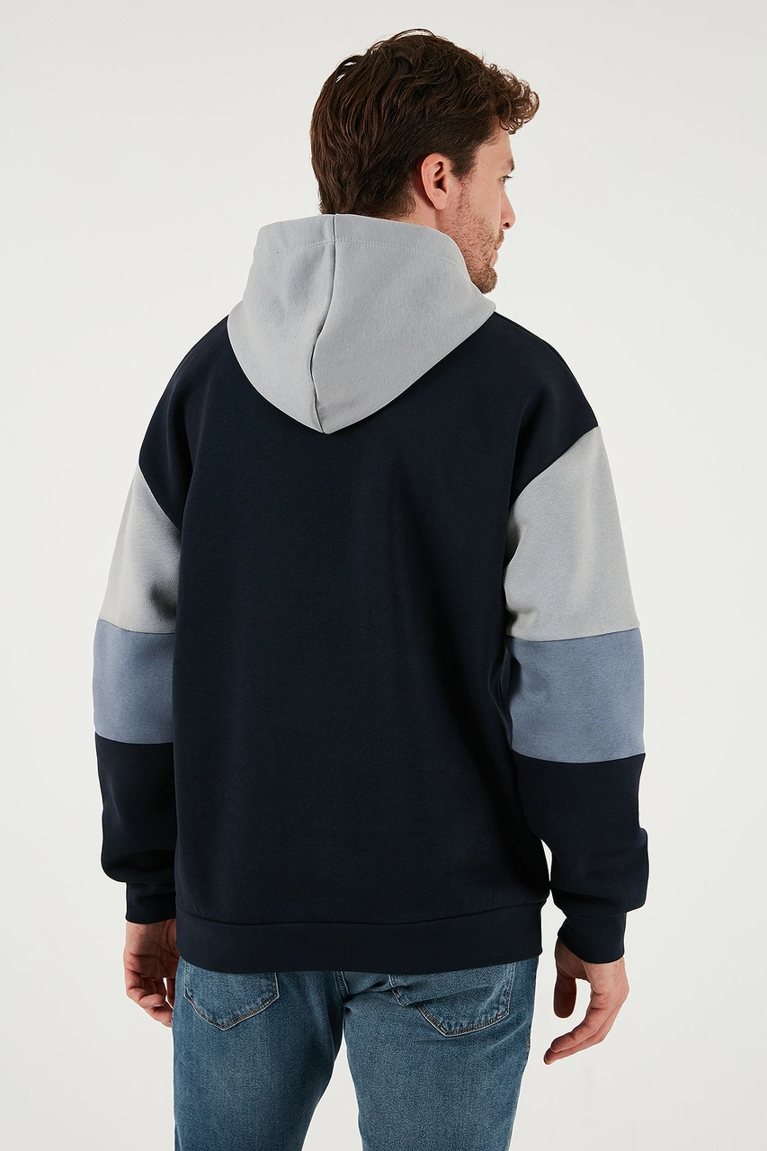 Buratti Pamuklu Relaxed Fit Kapüşonlu Içi Tüylü Yumuşak Şardonlu 2' Li Paket Erkek Sweat 5905299S2 Açık Haki-Koyu Lacivert