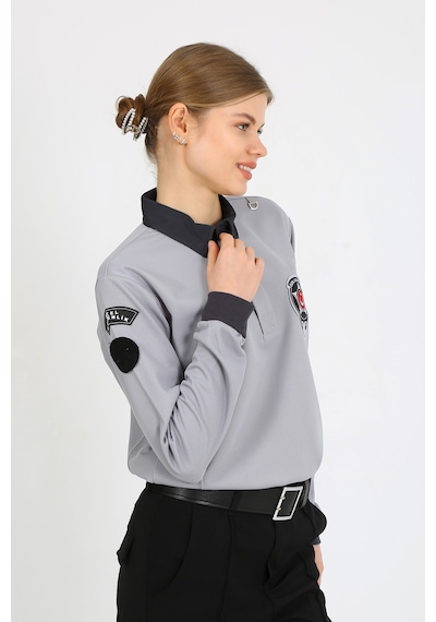 Yeni Tip Kamu Personel Bayan Özel Güvenlik Kışlık Sweatshirt İçi Şardonlu Gri