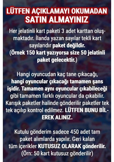 Süper Final Mekanik Adamlar Futbolcu Kartları En Son Seri 50 Paket 3'lü 150 Kart