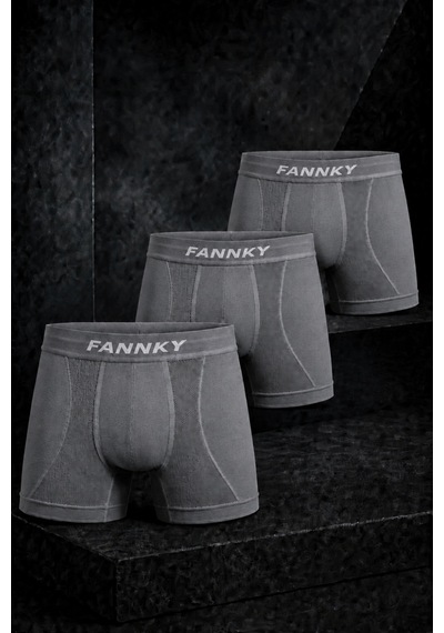 Fit Women Erkek Rahat Esnek Seamless 3 Lü Gri Boxer
