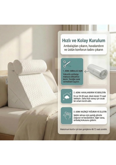Viscoelastik Reflü Yastığı - Ameliyat Sonrası Uyku Ve Dinlenme - Cerrahi Sonrası İçin 7s'i 1 Arada Üçgen Yastı Çok Renkli