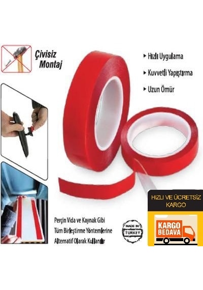 25 MM X 5mt Sgs Vhb Çift Taraflı Bant Akrilik Silikon Şeffaf Bandı