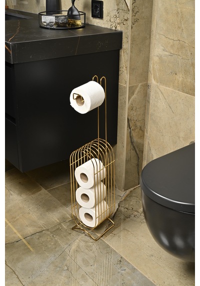 Altın Yedekli Oval Köşeli Dik Wc Tuvalet Kağıtlık /düzenleyici / Dispenser / Metal /paslanmaz/askı Altın