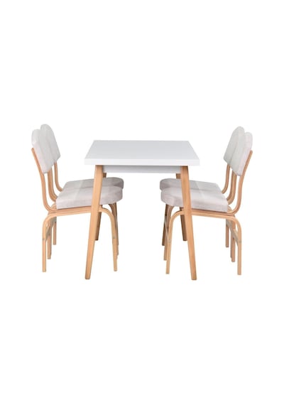 Vilinze Ege Sandalye Avanos Ahşap Mdf Mutfak Masası Takımı - 70x120 Cm Beyaz