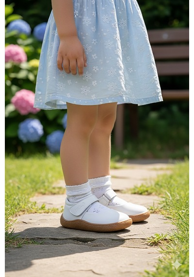 Kiko Kids Lida %100 Deri Günlük Kız Bebek Babet Ayakkabı Beyaz