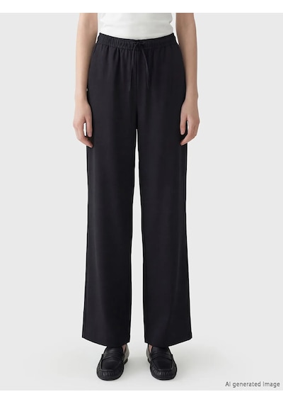 Lc Waikiki Siyah Beli Lastikli Loose Fit Kadın Pantolon