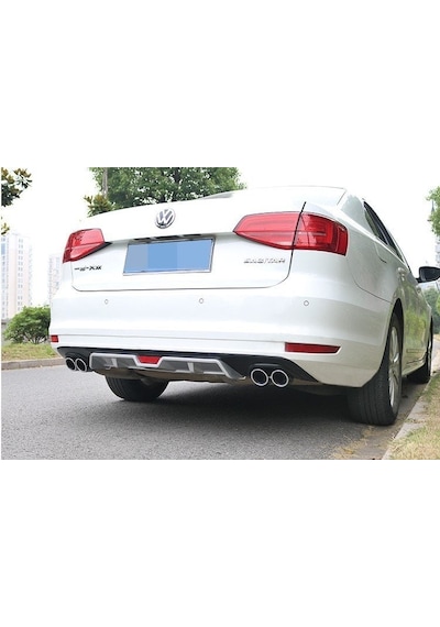 Autogp Vw Jetta Arka Tampon Difüzörü Sedan 2015 / 2019 Gri 4 Çıkış