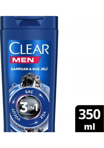 Clear Men 3 İn 1 Arındırıcı Kömür Şampuan & Duş Jeli 350ml