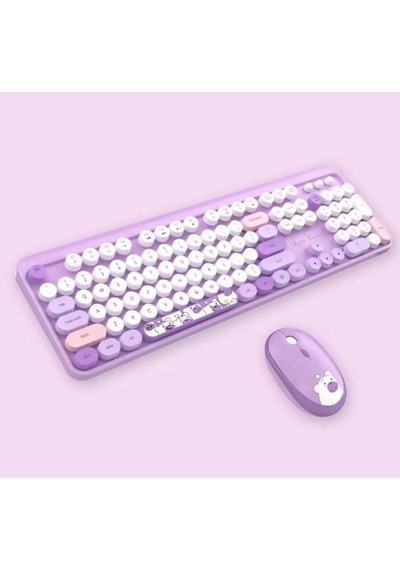 Hello Bear Mor Klavye Mouse Set