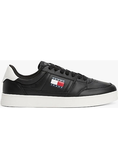 Tommy Hilfiger Tommy Jeans Erkek Siyah Greenwich Essential Deri Sneaker Siyah