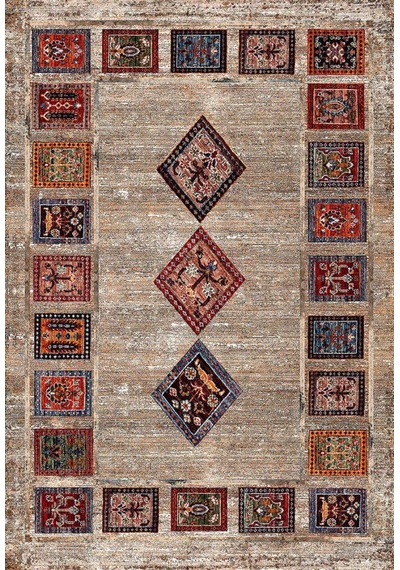 Yıkanabilir Etnik Desenli Dijital Baskı Kaymaz Kilim Kahverengi