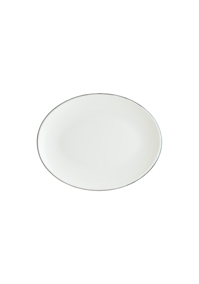 Retro Moove 12 Adet 25 Cm Siyah Kenar Çizgili Porselen Oval Tabak