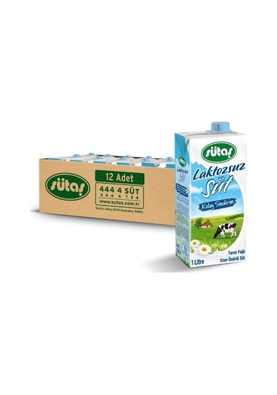 Sütaş Laktozsuz Süt 12 x 1 L