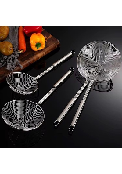 Orret Home Metal Saplı Güçlendirilmiş Gövdeli Tel Kevgir Paslanmaz Çelik Süzgeç, Derin Süzek, Kızartma Ve Diğer