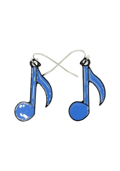 Diyez Müzik Mavi Nota Şeklinde Müzik Temalı Küpe