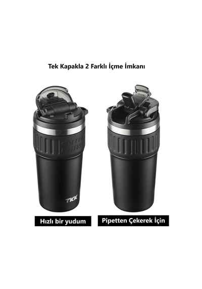 Tkk Çelik Termos Mug 630ml Mat Siyah Gümüş