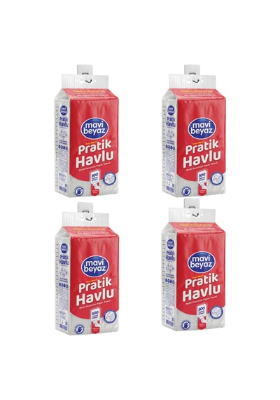 Pratik Havlu, 500 Yaprak, Çok Amaçlı El Ve Yüz Havlusu, 4 Adet