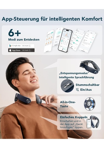 Skg Kadın Erkek İçin Isı Kablosuz Taşınabilir Darbe Ve Titreşim Masajı Hediyesi İle Orijinal Katlanabilir Boyun Masaj Cihazı, G7 Pro Fold